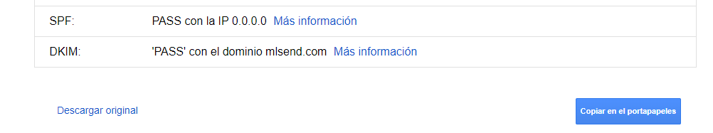 Vemos rápidamente que ha pasado correctamente las dos partes principales: SPF y DKIM.