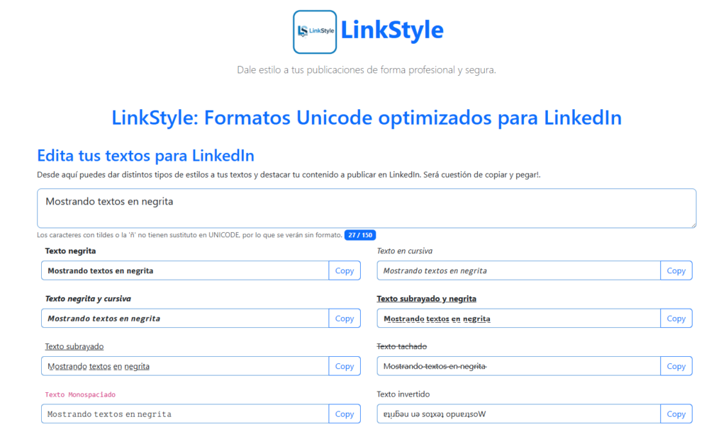 Pantalla LinkStyle con formulario en tema claro