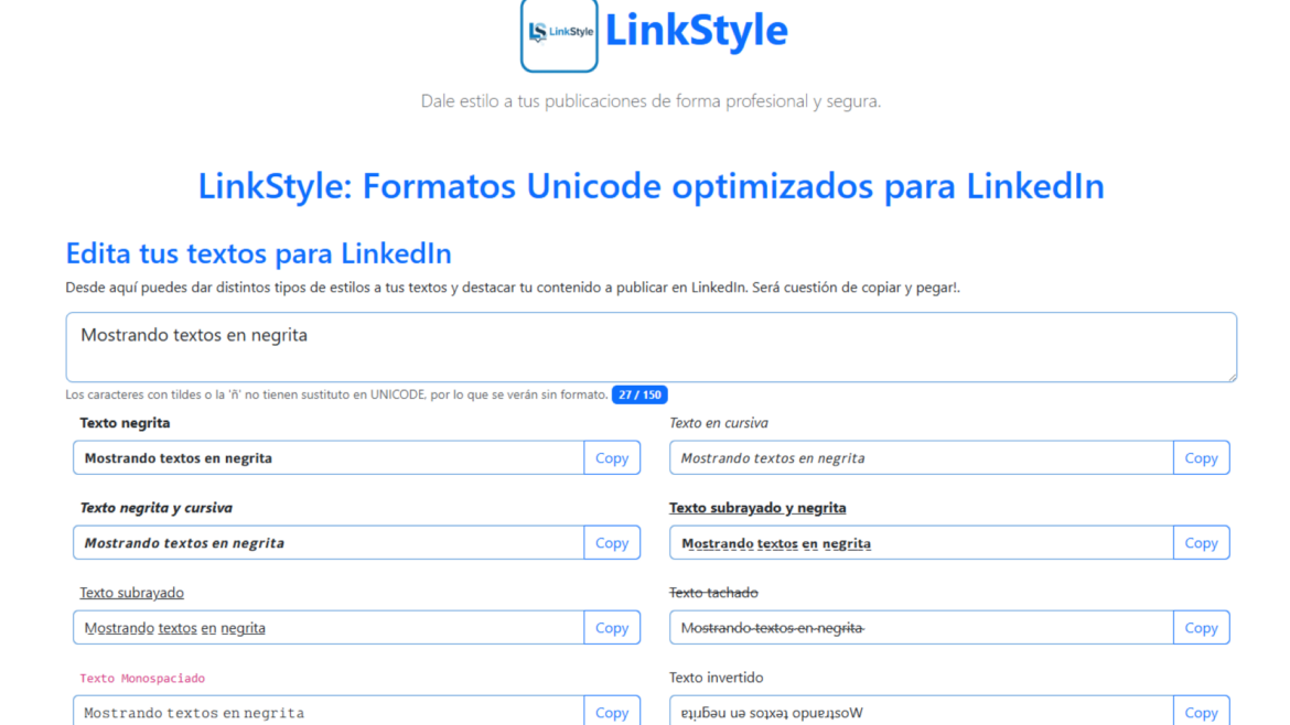 Pantalla LinkStyle con formulario en tema claro
