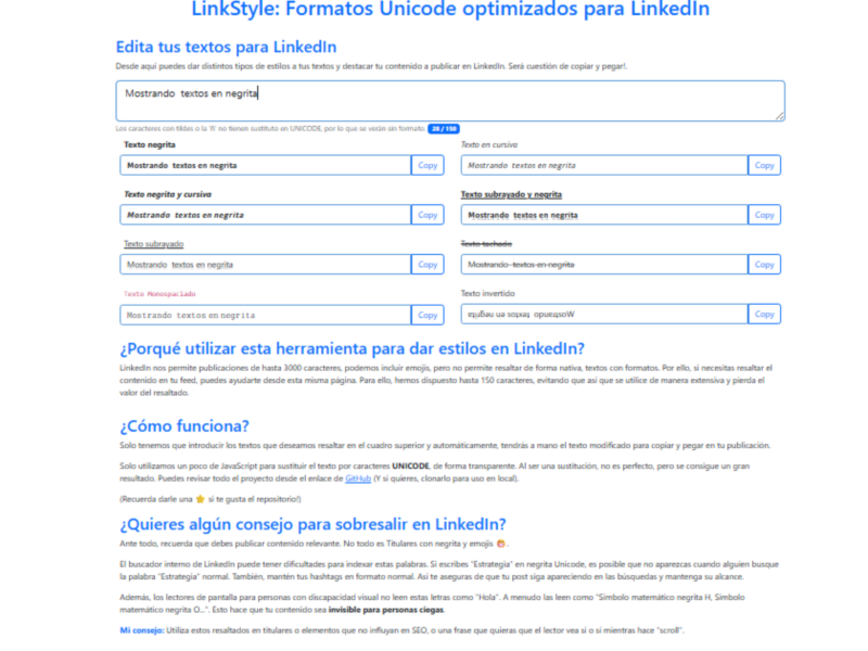 Pantalla LinkStyle modo claro